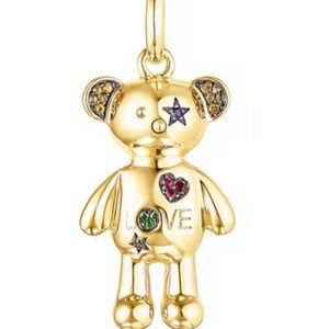 Tous Gold Bear Pendant with Love Design
